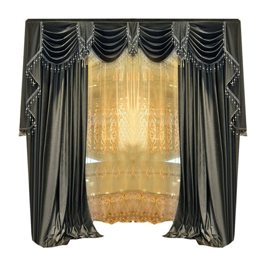 Solid-color Velvet Finished Blackout Curtains Living Room Shades - My Store
