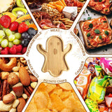 Halloween Ghost Wood Pan Plates Fruit Dishes Decorative Tray Dishes Funny Bamboo Wood Cheese Platter Tray For Candy Cookie Kitchen Gadgets - My Store