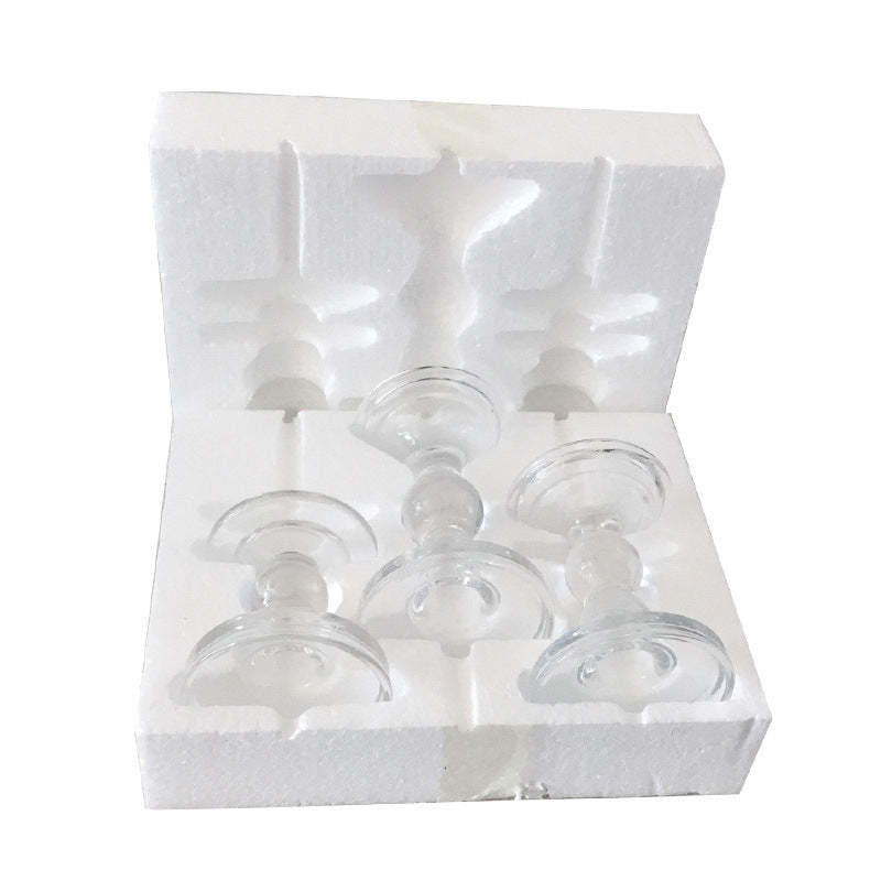 Glass Candle Holder Transparent Glass Set Candle Holder High Foot Crafts Wax Holder - My Store