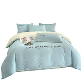 Contrast Color Pure Cotton Minimalist Bed Sheets Bedding Set - My Store