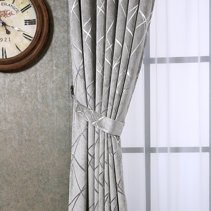 Solid Color Simple Modern Light Luxury Living Room Chenille Blackout Curtains - My Store