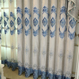 Blue Chenille Embroidered Curtains For Living Room Bedroom And Villa - My Store