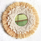 Hand-woven Raffia Mirror Wall Decoration - My Store