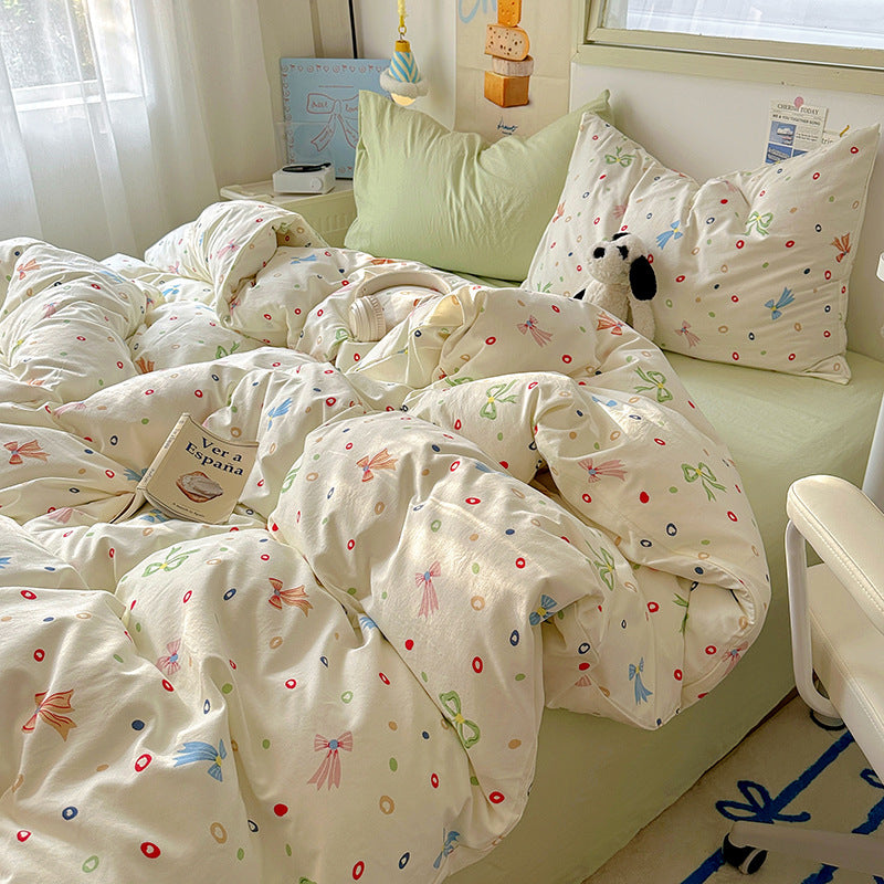 Cute Cartoon Cream-Style Cotton Bed Sheets And Duvet Covers - My Store