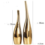 Nordic Gold Plating Ceramic Vases Model Room Home Decor - My Store