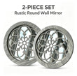2 Pack Rustic Round Wooden Wall Mirror, Hollow Floral Carved Decorative Mirror, Farmhouse Wall Hanging Art For Home Decoration - My Store