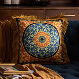 Pillow Sofa High-grade Sense Duplex Printing Tassel Waist Pillow Back Luxury Pillows - My Store