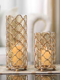 Hollow Out Glass Vases Golden Flower Arrangement Metal - My Store