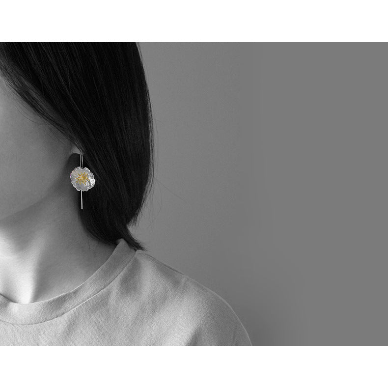 Artificial Flowers 925 Sterling Silver Earrings - My Store