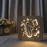 LED Night Lights Guitar Saxophone Violin Music Note 3D Lamp USB Power Wood Carving Table Lamp Decorative Lamps For Living Room Room - My Store