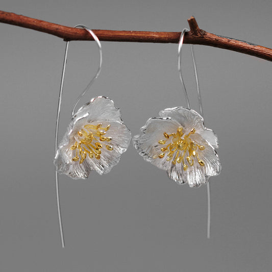 Artificial Flowers 925 Sterling Silver Earrings - My Store