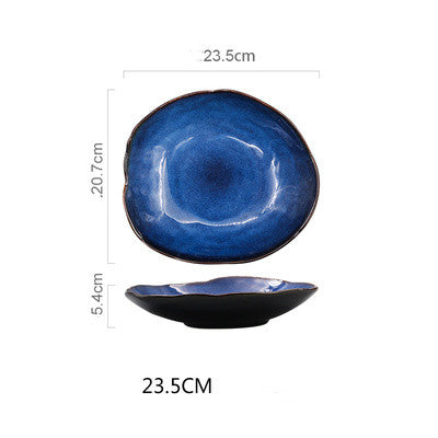 Western dishes household ceramic irregular flat plates - My Store
