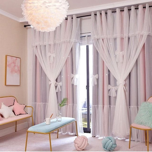 Nordic Simple Hollow Star Princess Wind Bedroom Blackout Curtains - My Store