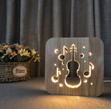 LED Night Lights Guitar Saxophone Violin Music Note 3D Lamp USB Power Wood Carving Table Lamp Decorative Lamps For Living Room Room - My Store
