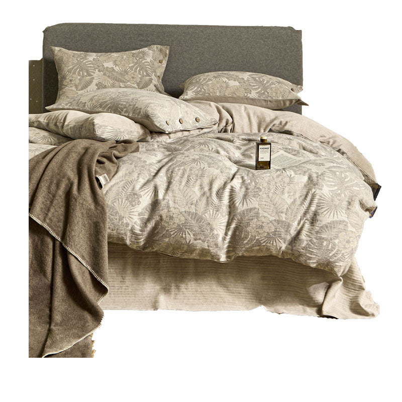 Single Double Bed Sheets Washed Four-piece Set Simple Linen Bedding - My Store