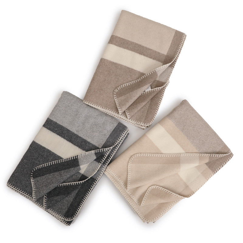 Wool Jacquard Twill Camping Rugs Casual Household Blanket - My Store