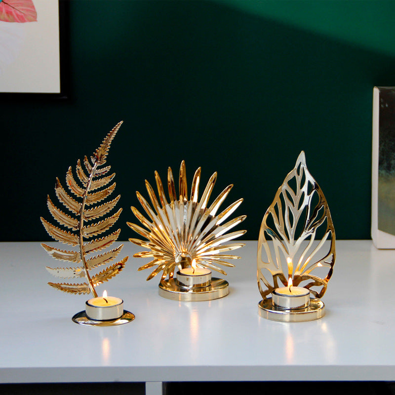 Golden Metal Candle Holder Candle Holder Table Decoration - My Store