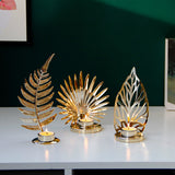 Golden Metal Candle Holder Candle Holder Table Decoration - My Store