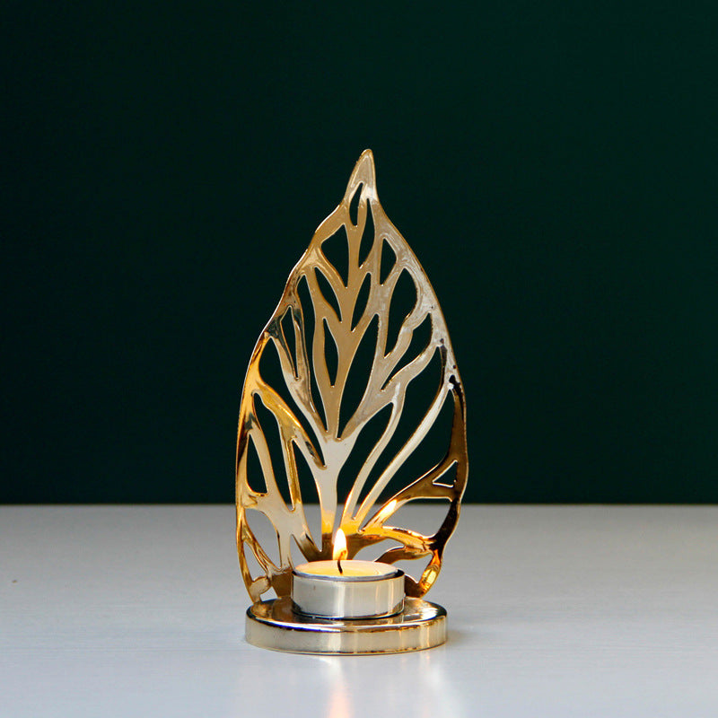 Golden Metal Candle Holder Candle Holder Table Decoration - My Store