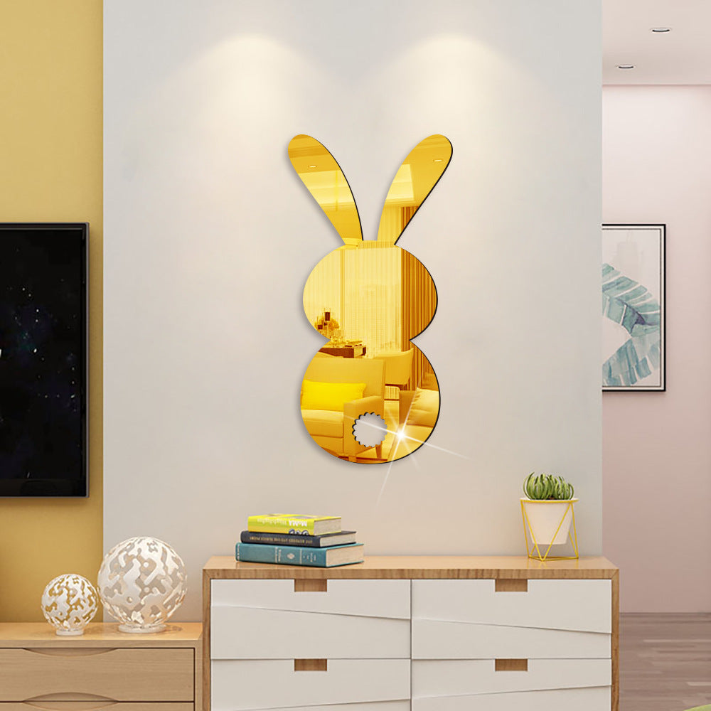 Easter Cartoon Rabbit Mirror Wall Sticker for Living Room Art Home Decor Vinyl Decal Acrylic Sticker Mural Wall Decor Wallpaper - My Store
