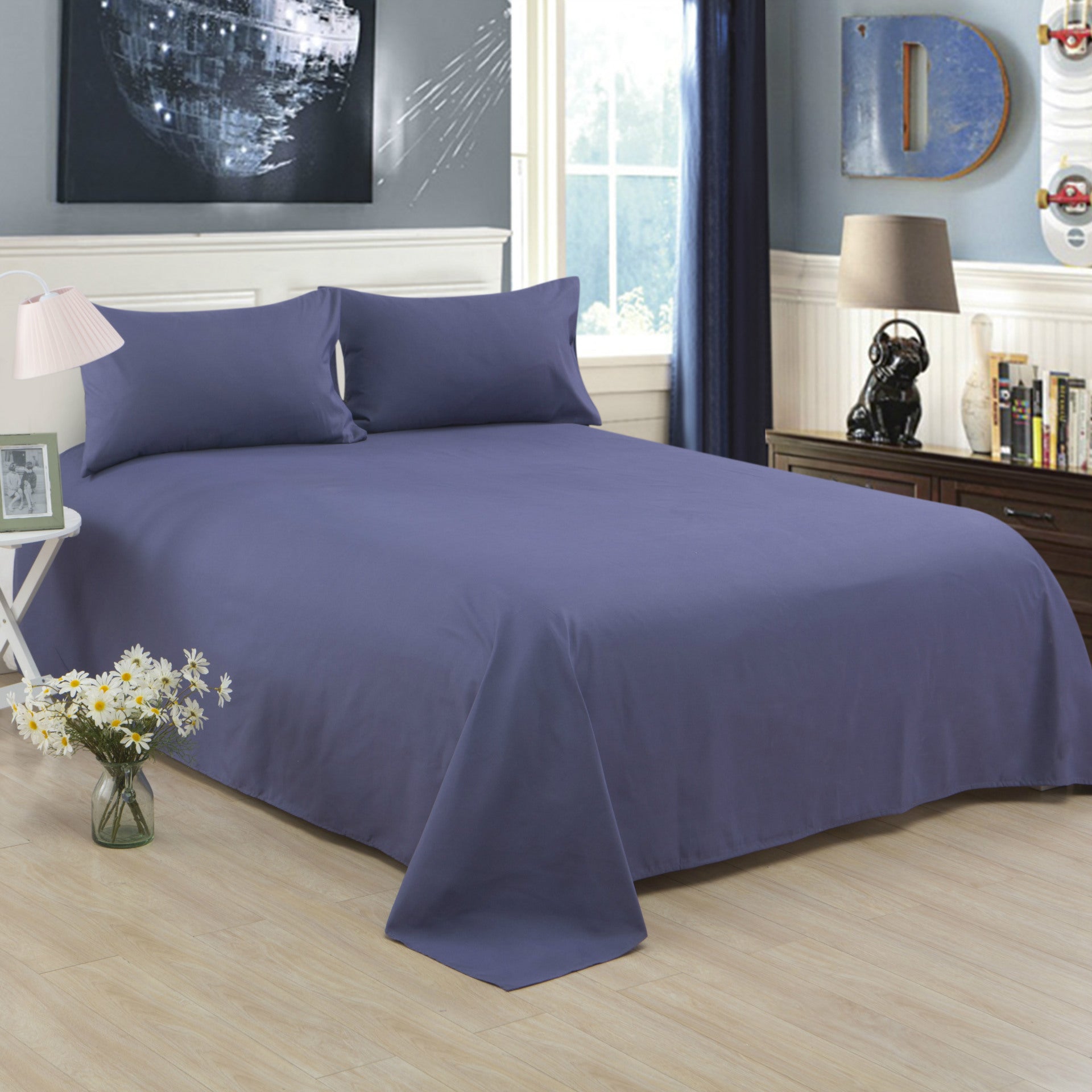 Pure Color Polyester Cotton Extra Bed Sheets Hotel Home - My Store