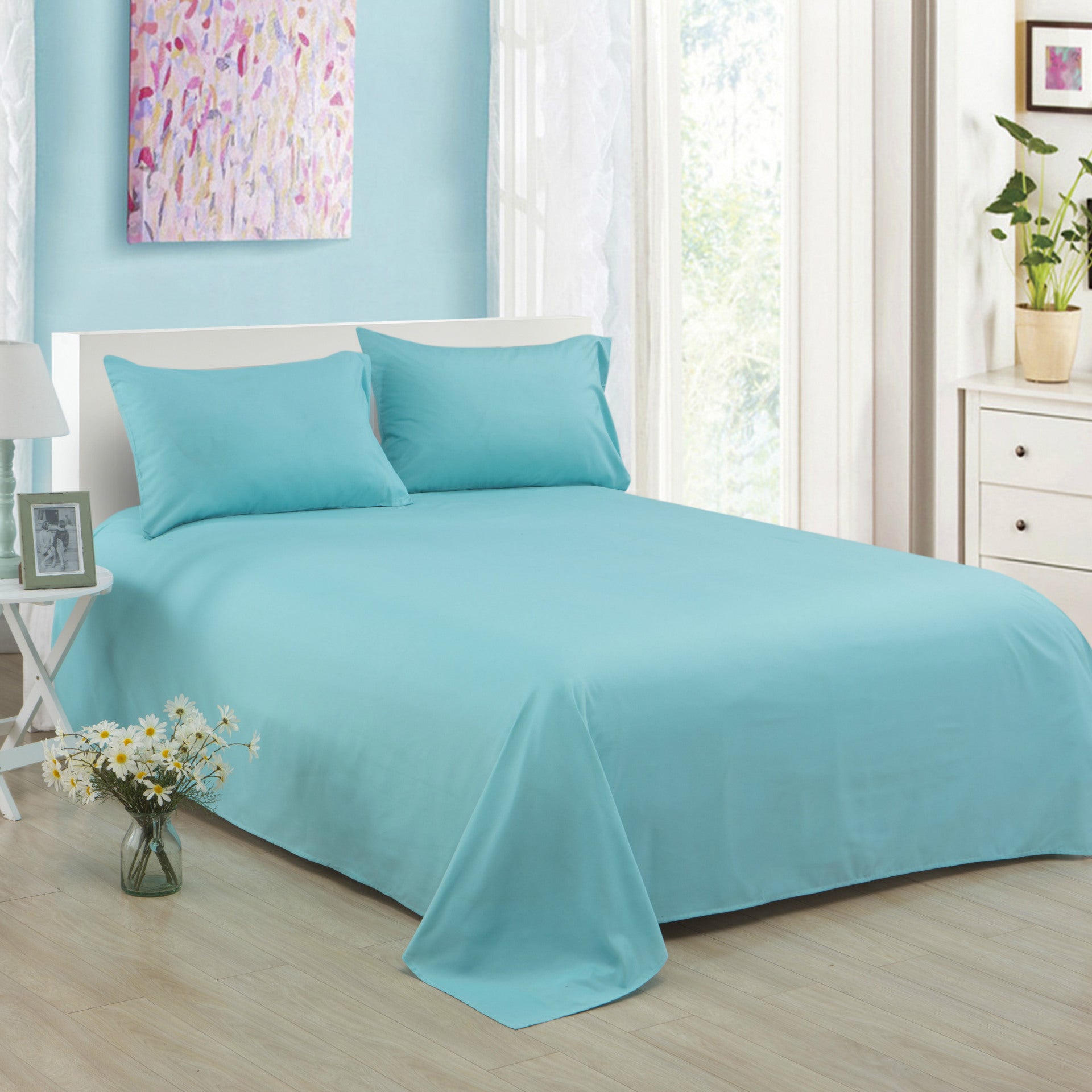 Pure Color Polyester Cotton Extra Bed Sheets Hotel Home - My Store