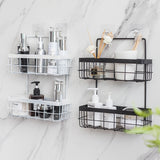 Nordic wrought iron kitchen bathroom wall hanging wall shelf free punching wall hanging storage basket dormitory hanging basket - My Store