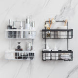 Nordic wrought iron kitchen bathroom wall hanging wall shelf free punching wall hanging storage basket dormitory hanging basket - My Store
