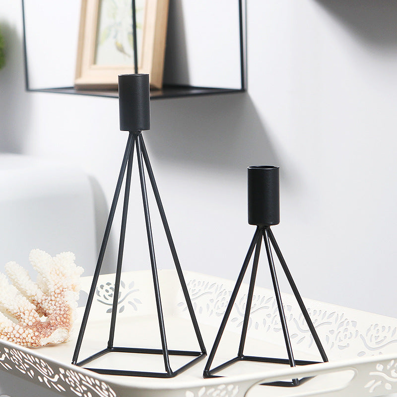 Candle Holder Candlelight Dinner Props Romantic Iron Art Household Simple Single Head Candle Holder Black Candle Holder - My Store