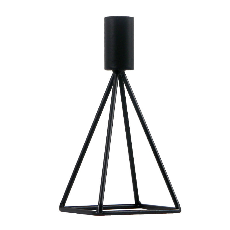 Candle Holder Candlelight Dinner Props Romantic Iron Art Household Simple Single Head Candle Holder Black Candle Holder - My Store