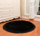 Round Soft Faux Sheepskin Fur Area Rugs for Bedroom Living Room Floor Shaggy Plush Carpet White Home Floor Mat Rug Bedside Rugs - My Store