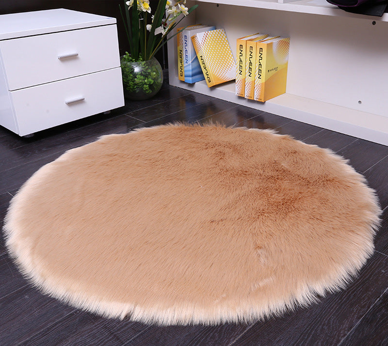 Round Soft Faux Sheepskin Fur Area Rugs for Bedroom Living Room Floor Shaggy Plush Carpet White Home Floor Mat Rug Bedside Rugs - My Store
