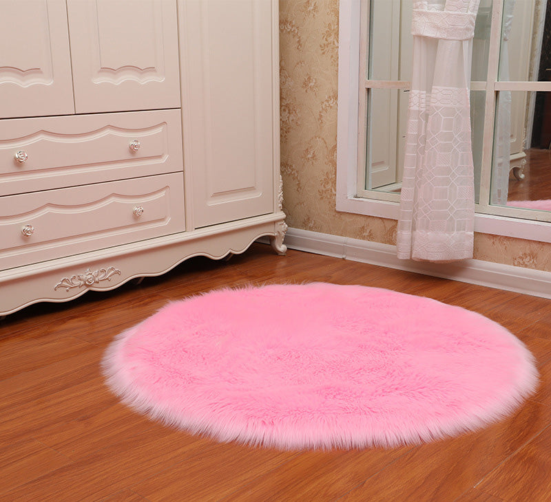 Round Soft Faux Sheepskin Fur Area Rugs for Bedroom Living Room Floor Shaggy Plush Carpet White Home Floor Mat Rug Bedside Rugs - My Store