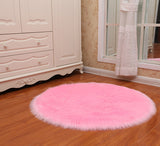 Round Soft Faux Sheepskin Fur Area Rugs for Bedroom Living Room Floor Shaggy Plush Carpet White Home Floor Mat Rug Bedside Rugs - My Store