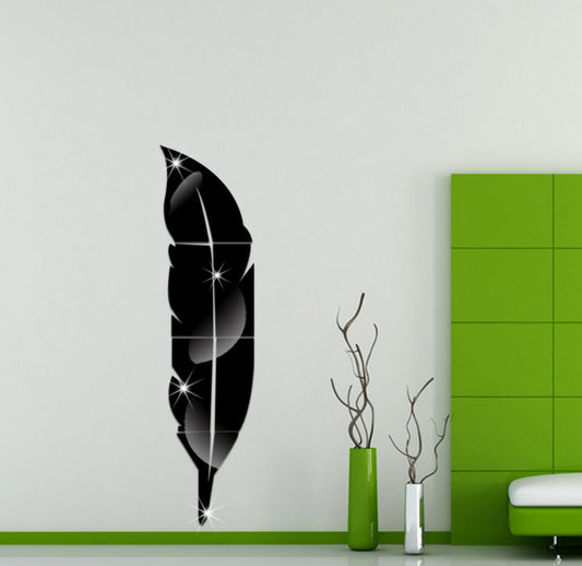 Mirror Wall Sticker Feather Decoration Mirror - My Store