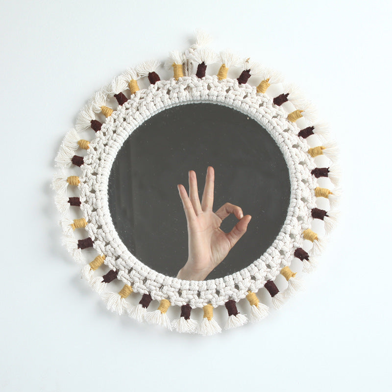 Mirror Handmade Tapestry Makeup Mirror Bedside Decoration Wall Hanging - My Store