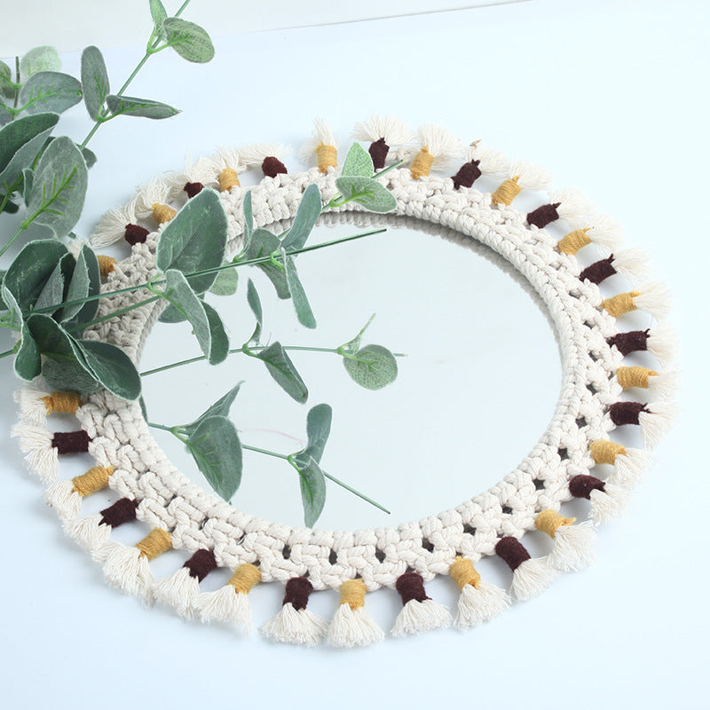 Mirror Handmade Tapestry Makeup Mirror Bedside Decoration Wall Hanging - My Store