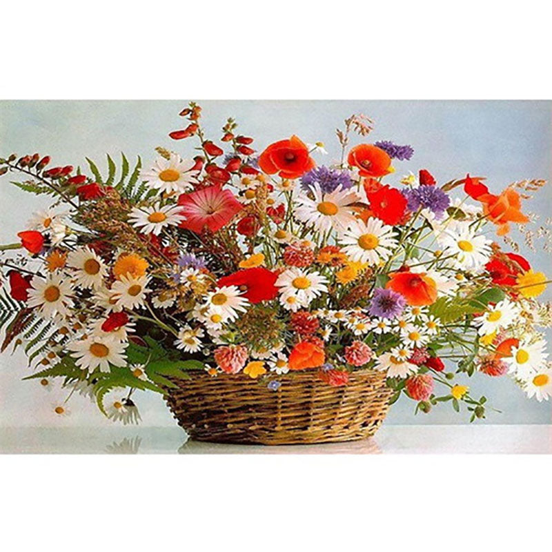 Adult Digital Oil Painting Of Flowers And Butterflies In Vases - My Store