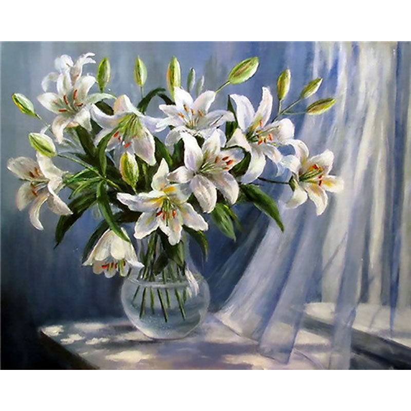Adult Digital Oil Painting Of Flowers And Butterflies In Vases - My Store