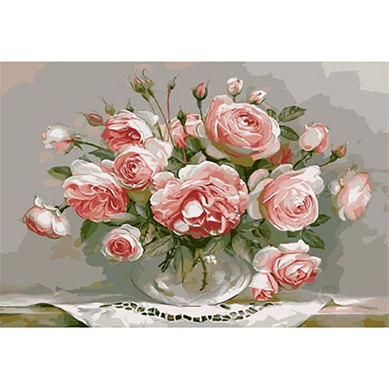 Adult Digital Oil Painting Of Flowers And Butterflies In Vases - My Store