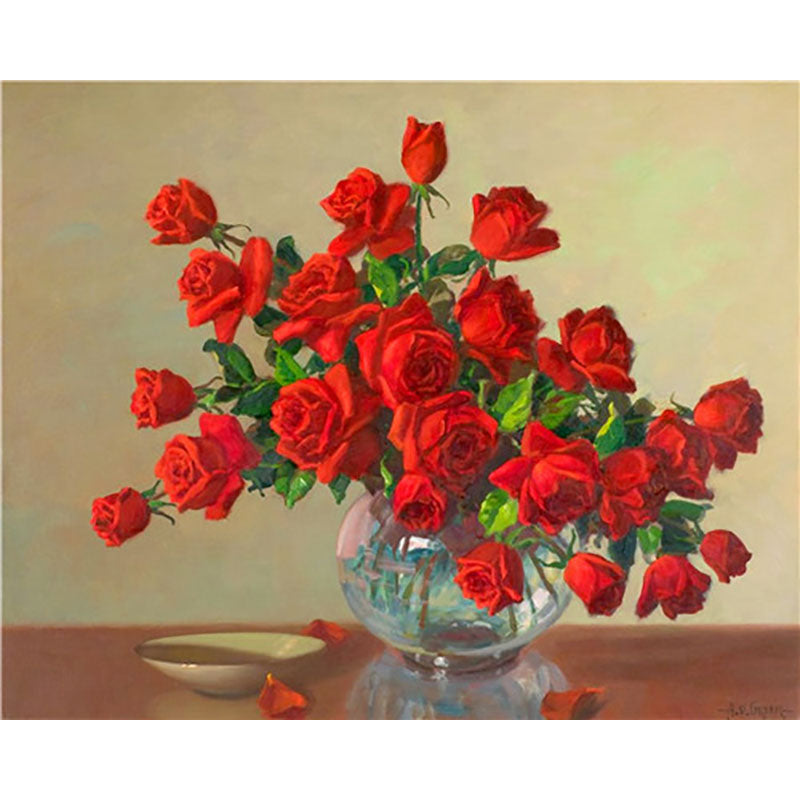 Adult Digital Oil Painting Of Flowers And Butterflies In Vases - My Store