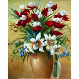 Adult Digital Oil Painting Of Flowers And Butterflies In Vases - My Store