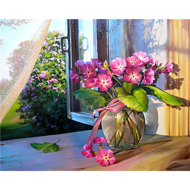 Adult Digital Oil Painting Of Flowers And Butterflies In Vases - My Store