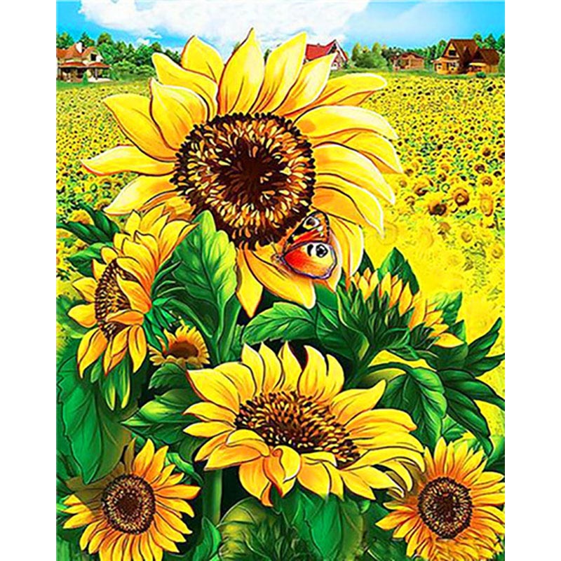 Adult Digital Oil Painting Of Flowers And Butterflies In Vases - My Store