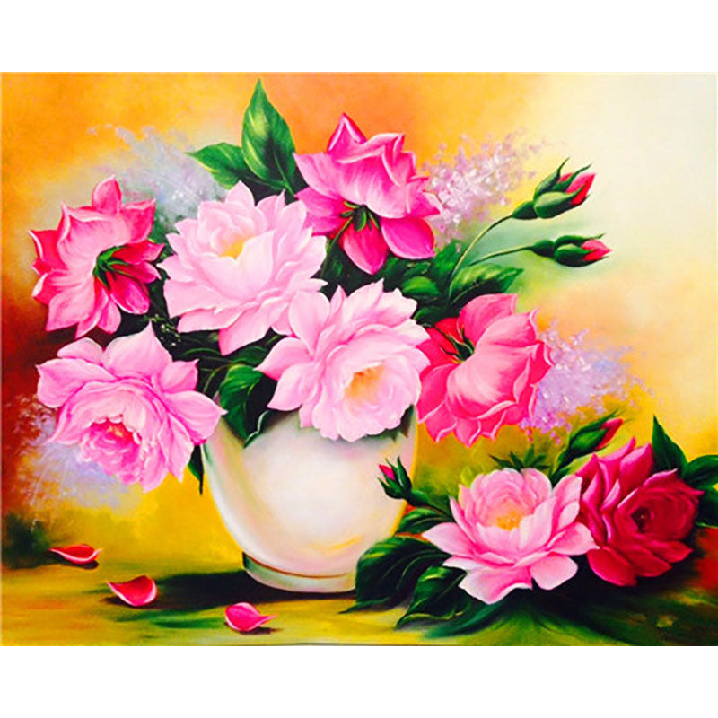 Adult Digital Oil Painting Of Flowers And Butterflies In Vases - My Store