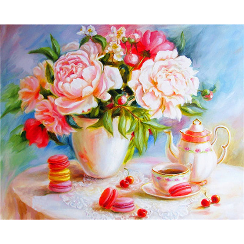 Adult Digital Oil Painting Of Flowers And Butterflies In Vases - My Store