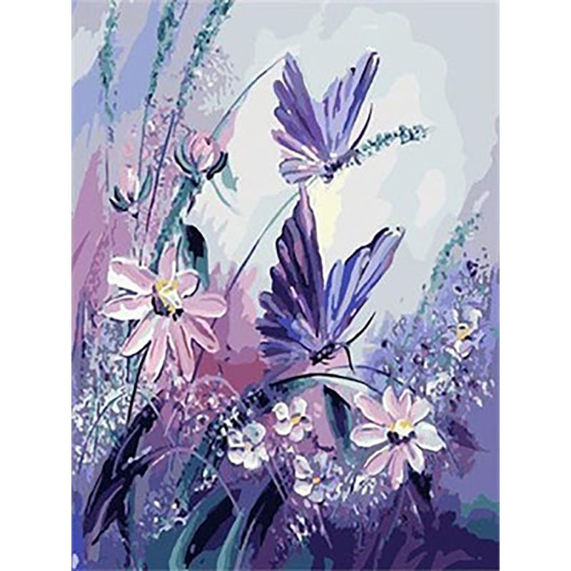 Adult Digital Oil Painting Of Flowers And Butterflies In Vases - My Store
