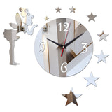 Creative Home Furnishing Background Mirror Wall Sticker Fairy Plastic Art Acrylic Wall Clock Decoration - My Store