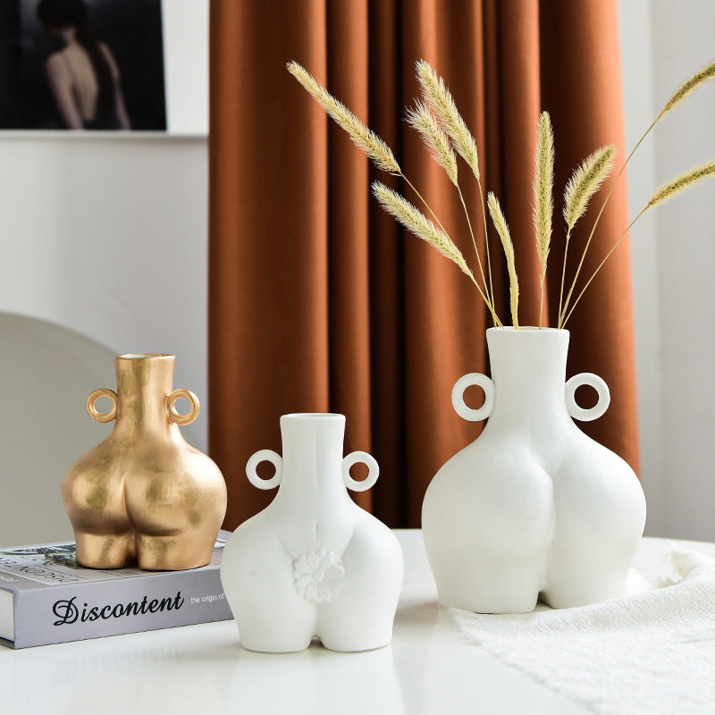 Nordic Human Body Ceramics Vases Home Decoration Accessories Office Dining Table Flower Arrangement Container Dried Flower Vases - My Store