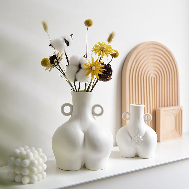 Nordic Human Body Ceramics Vases Home Decoration Accessories Office Dining Table Flower Arrangement Container Dried Flower Vases - My Store